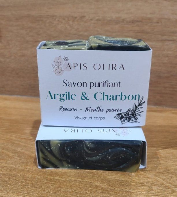 Savon naturel argile verte charbon et miel